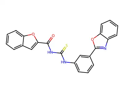 N-[[3-(1,3-benzoxazol-2-yl)phenyl]carbamothioyl]-1-benzofuran-2-carboxamide structure