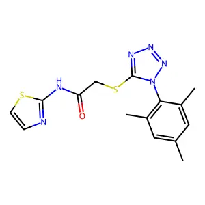 2-[(1-Mesityl-1H-tetraazol-5-yl)sulfanyl]-N-(1,3-thiazol-2-yl)acetamide structure