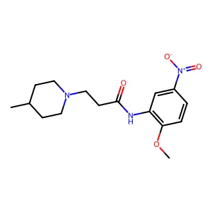 N-(2-methoxy-5-nitrophenyl)-3-(4-methylpiperidin-1-yl)propanamide structure