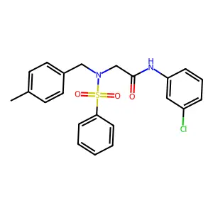 2-[benzenesulfonyl-[(4-methylphenyl)methyl]amino]-N-(3-chlorophenyl)acetamide structure