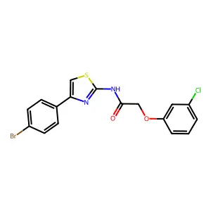 N-[4-(4-bromophenyl)-1,3-thiazol-2-yl]-2-(3-chlorophenoxy)acetamide structure