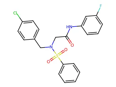 2-[benzenesulfonyl-[(4-chlorophenyl)methyl]amino]-N-(3-fluorophenyl)acetamide structure