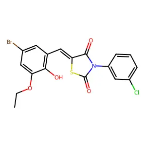 5-(5-bromo-3-ethoxy-2-hydroxybenzylidene)-3-(3-chlorophenyl)-1,3-thiazolidine-2,4-dione structure