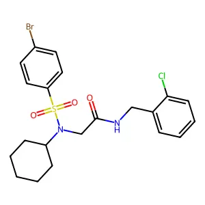 2-[(4-bromophenyl)sulfonyl-cyclohexylamino]-N-[(2-chlorophenyl)methyl]acetamide structure