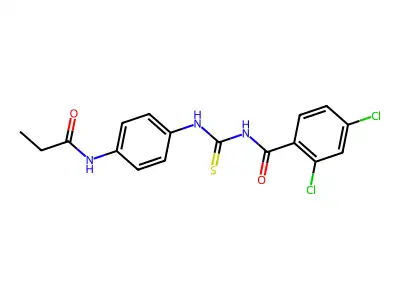 2,4-dichloro-N-[[4-(propanoylamino)phenyl]carbamothioyl]benzamide structure