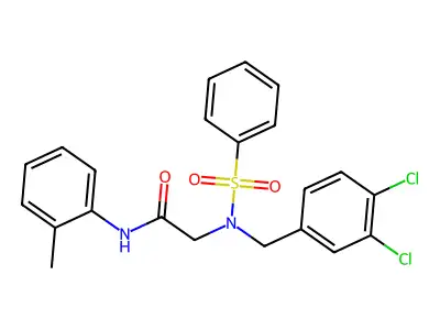 2-[benzenesulfonyl-[(3,4-dichlorophenyl)methyl]amino]-N-(2-methylphenyl)acetamide structure