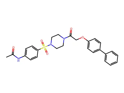 N-[4-({4-[(biphenyl-4-yloxy)acetyl]piperazin-1-yl}sulfonyl)phenyl]acetamide structure