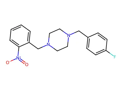 1-[(4-Fluorophenyl)methyl]-4-[(2-nitrophenyl)methyl]piperazine structure