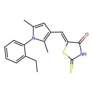 (5E)-5-[[1-(2-ethylphenyl)-2,5-dimethylpyrrol-3-yl]methylidene]-2-sulfanylidene-1,3-thiazolidin-4-one structure