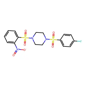 1-(4-Fluorophenyl)sulfonyl-4-(2-nitrophenyl)sulfonylpiperazine structure