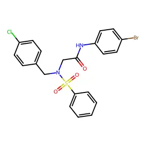2-[benzenesulfonyl-[(4-chlorophenyl)methyl]amino]-N-(4-bromophenyl)acetamide structure