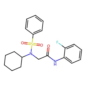 2-[benzenesulfonyl(cyclohexyl)amino]-N-(2-fluorophenyl)acetamide structure