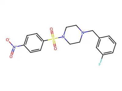 1-[(3-Fluorophenyl)methyl]-4-(4-nitrophenyl)sulfonylpiperazine structure