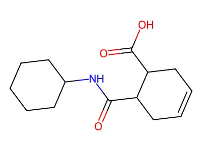 (1R,6R)-6-(cyclohexylcarbamoyl)cyclohex-3-ene-1-carboxylic acid structure