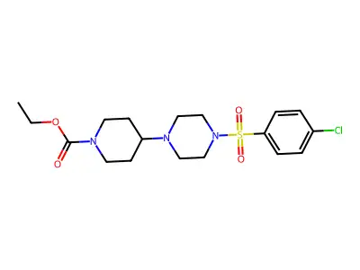 Ethyl 4-(4-((4-chlorophenyl)sulfonyl)piperazin-1-yl)piperidine-1-carboxylate structure