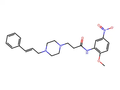 N-(2-methoxy-5-nitrophenyl)-3-[4-[(E)-3-phenylprop-2-enyl]piperazin-1-yl]propanamide structure