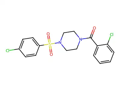 (2-Chlorophenyl)-[4-(4-chlorophenyl)sulfonylpiperazin-1-yl]methanone structure