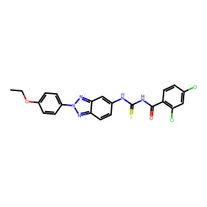 2,4-dichloro-N-[[2-(4-ethoxyphenyl)benzotriazol-5-yl]carbamothioyl]benzamide structure