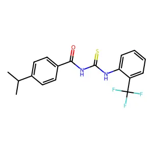 4-propan-2-yl-N-[[2-(trifluoromethyl)phenyl]carbamothioyl]benzamide structure