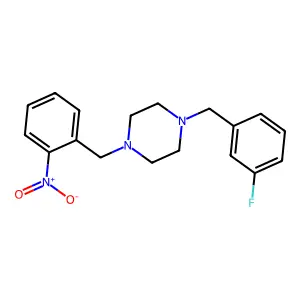 1-[(3-Fluorophenyl)methyl]-4-[(2-nitrophenyl)methyl]piperazine structure