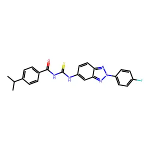 N-[[2-(4-fluorophenyl)benzotriazol-5-yl]carbamothioyl]-4-propan-2-ylbenzamide structure