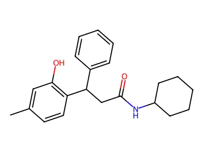 N-cyclohexyl-3-(2-hydroxy-4-methylphenyl)-3-phenylpropanamide structure