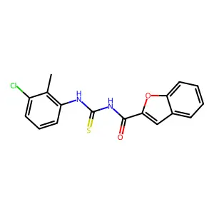 N-[(3-chloro-2-methylphenyl)carbamothioyl]-1-benzofuran-2-carboxamide structure