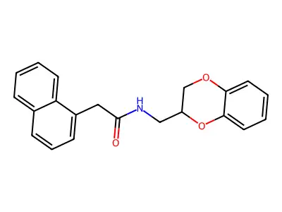 N-(2,3-dihydro-1,4-benzodioxin-3-ylmethyl)-2-naphthalen-1-ylacetamide structure
