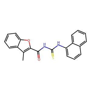 3-methyl-N-(naphthalen-1-ylcarbamothioyl)-1-benzofuran-2-carboxamide structure