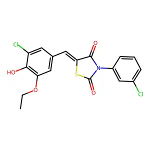 5-(3-chloro-5-ethoxy-4-hydroxybenzylidene)-3-(3-chlorophenyl)-1,3-thiazolidine-2,4-dione structure