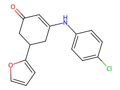 3-[(4-Chlorophenyl)amino]-5-(furan-2-yl)cyclohex-2-en-1-one structure
