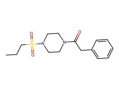2-Phenyl-1-(4-propylsulfonylpiperazin-1-yl)ethanone structure