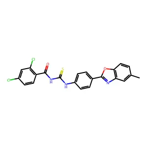 2,4-dichloro-N-[[4-(5-methyl-1,3-benzoxazol-2-yl)phenyl]carbamothioyl]benzamide structure
