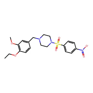 1-[(4-Ethoxy-3-methoxyphenyl)methyl]-4-(4-nitrophenyl)sulfonylpiperazine structure