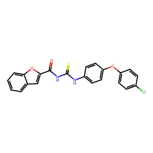 N-[[4-(4-chlorophenoxy)phenyl]carbamothioyl]-1-benzofuran-2-carboxamide structure