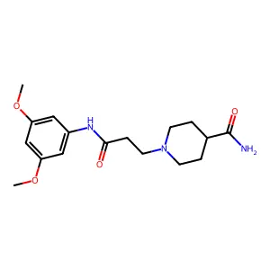 1-[3-(3,5-Dimethoxyanilino)-3-oxopropyl]piperidine-4-carboxamide structure