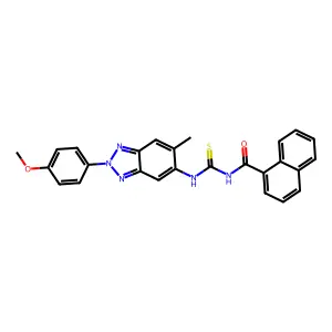 N-[[2-(4-methoxyphenyl)-6-methylbenzotriazol-5-yl]carbamothioyl]naphthalene-1-carboxamide structure