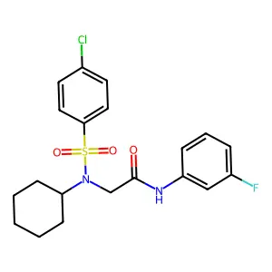 2-[(4-chlorophenyl)sulfonyl-cyclohexylamino]-N-(3-fluorophenyl)acetamide structure