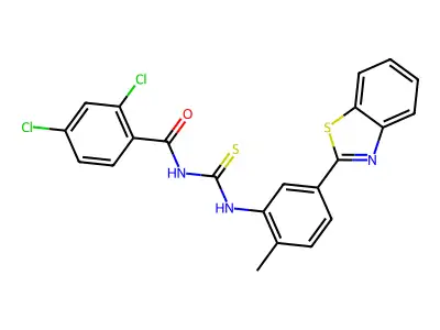 N-[[5-(1,3-benzothiazol-2-yl)-2-methylphenyl]carbamothioyl]-2,4-dichlorobenzamide structure