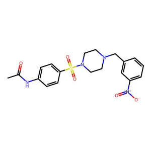 N-[4-[4-[(3-nitrophenyl)methyl]piperazin-1-yl]sulfonylphenyl]acetamide structure