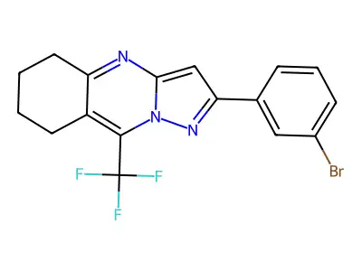 2-(3-bromophenyl)-9-(trifluoromethyl)-5,6,7,8-tetrahydropyrazolo[5,1-b]quinazoline structure