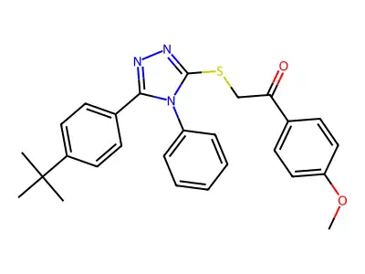 2-[[5-(4-tert-butylphenyl)-4-phenyl-1,2,4-triazol-3-yl]sulfanyl]-1-(4-methoxyphenyl)ethanone structure