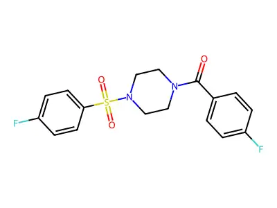 (4-Fluorophenyl)-[4-(4-fluorophenyl)sulfonylpiperazin-1-yl]methanone structure