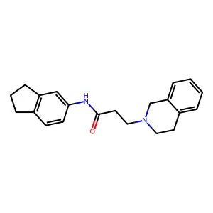 N-(2,3-dihydro-1H-inden-5-yl)-3-(3,4-dihydro-1H-isoquinolin-2-yl)propanamide structure