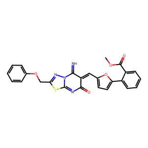(Z)-methyl 2-(5-((5-imino-7-oxo-2-(phenoxymethyl)-5H-[1,3,4]thiadiazolo[3,2-a]pyrimidin-6(7H)-ylidene)methyl)furan-2-yl)benzoate structure