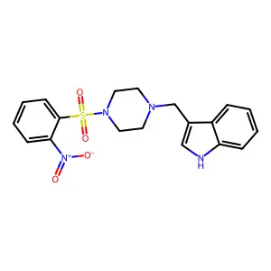 3-[[4-(2-nitrophenyl)sulfonylpiperazin-1-yl]methyl]-1H-indole structure