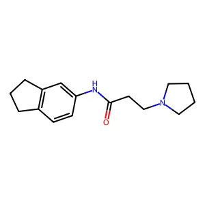 N-(2,3-dihydro-1H-inden-5-yl)-3-pyrrolidin-1-ylpropanamide structure