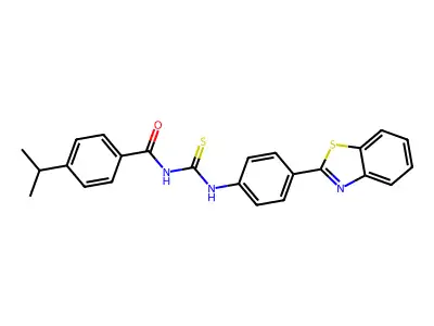 N-[[4-(1,3-benzothiazol-2-yl)phenyl]carbamothioyl]-4-propan-2-ylbenzamide structure