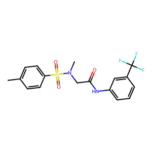 2-[methyl-(4-methylphenyl)sulfonylamino]-N-[3-(trifluoromethyl)phenyl]acetamide structure