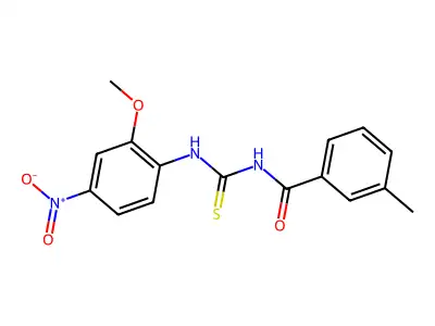 N-[(2-methoxy-4-nitrophenyl)carbamothioyl]-3-methylbenzamide structure